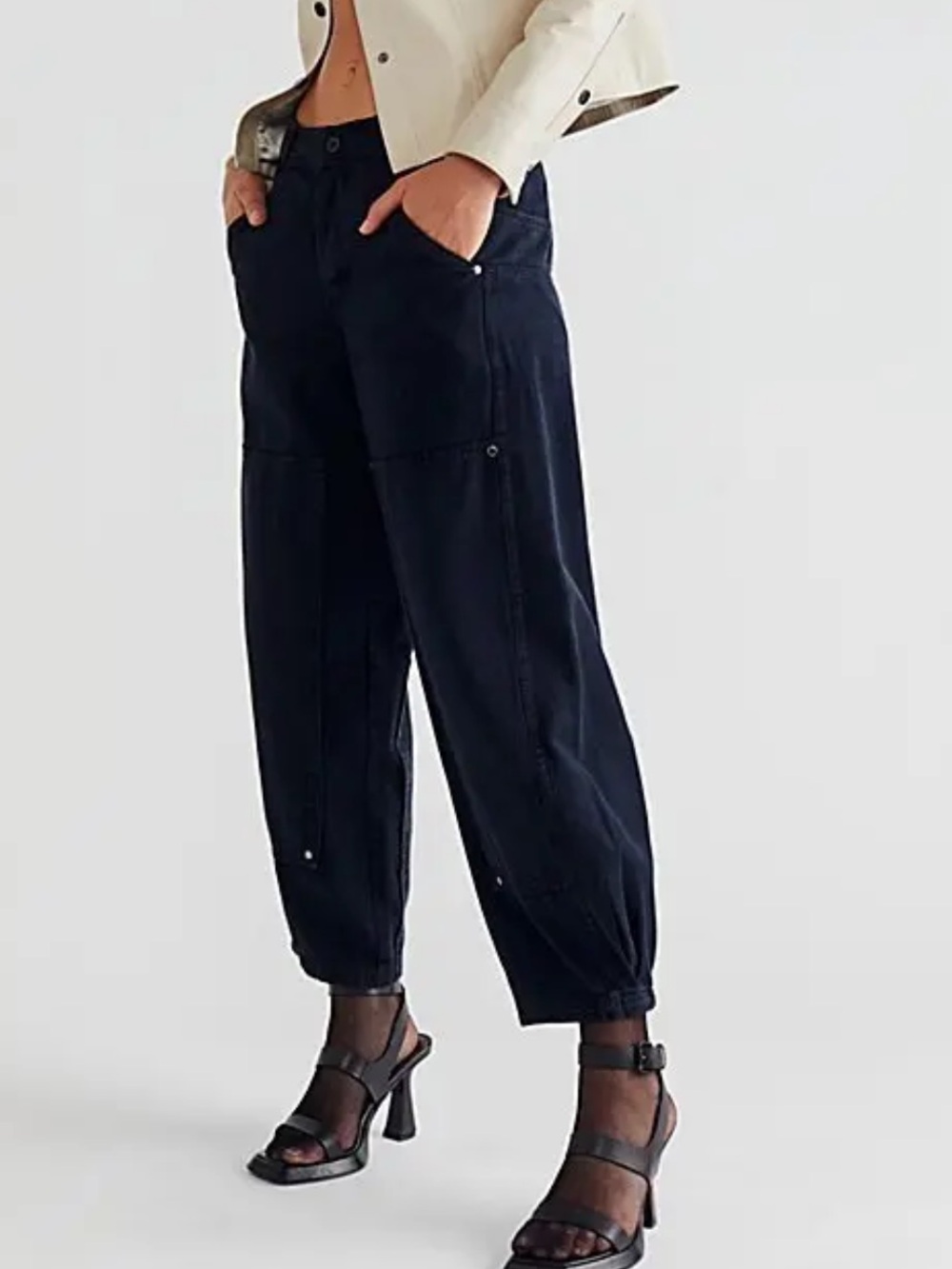 Free People Turn Away Tapered Carpenter Pants in Black - 8